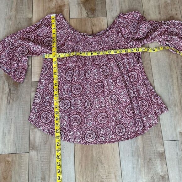 altar'd State Off The Shoulder Flowy Short Sleeve Dusty Rose Top Size Small - Picture 3 of 8